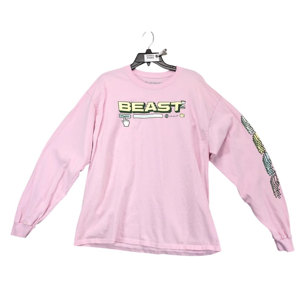 Early Limited-Time Mr Beast Sub or Else‎ Pink Long Sleeve T-Shirt XL Pixel Rare